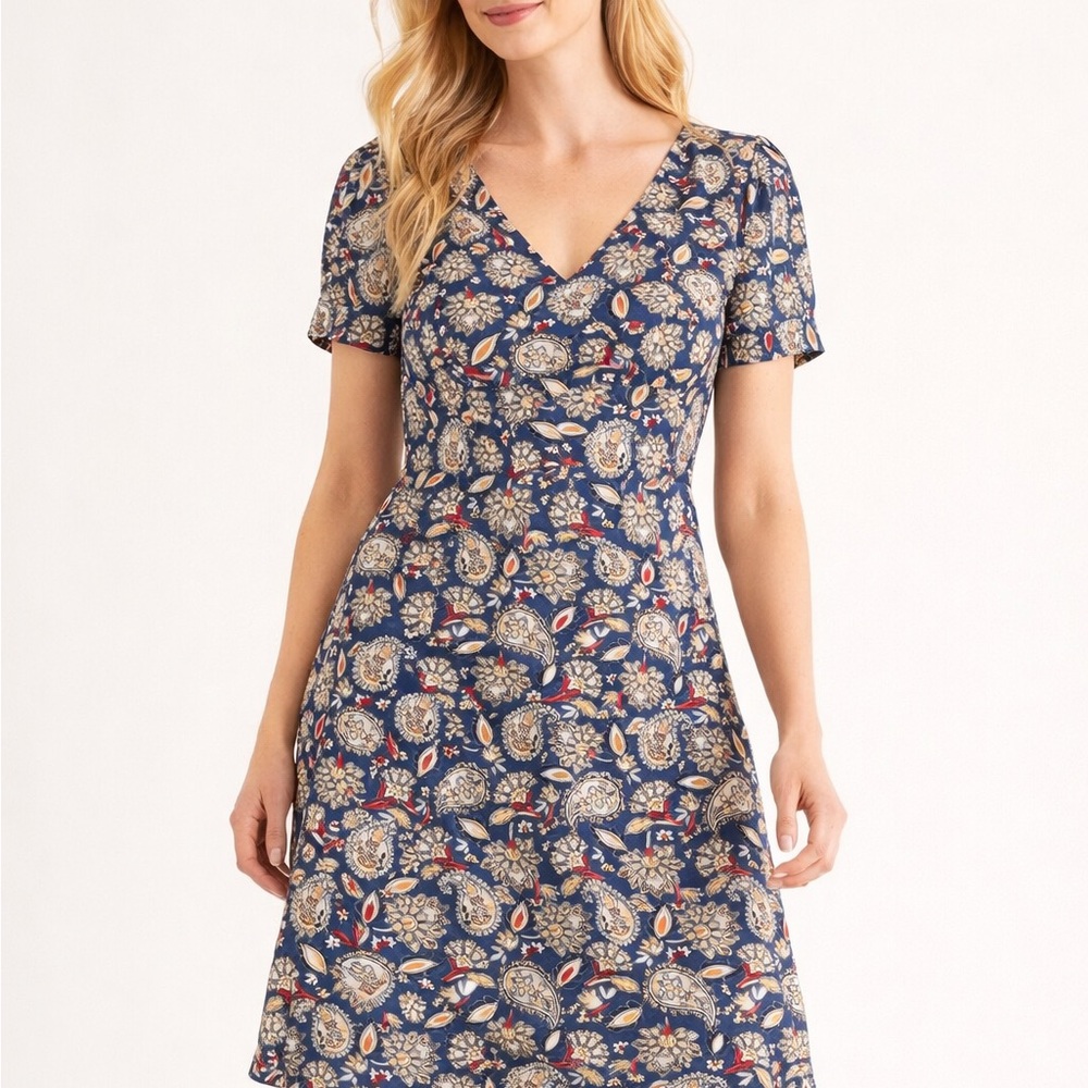 Boden Blue Paisley Midi Dress